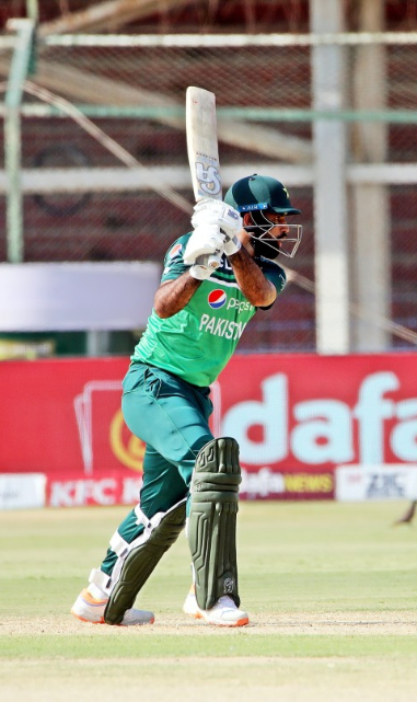 Fakhar Zaman sends the ball off the fence
